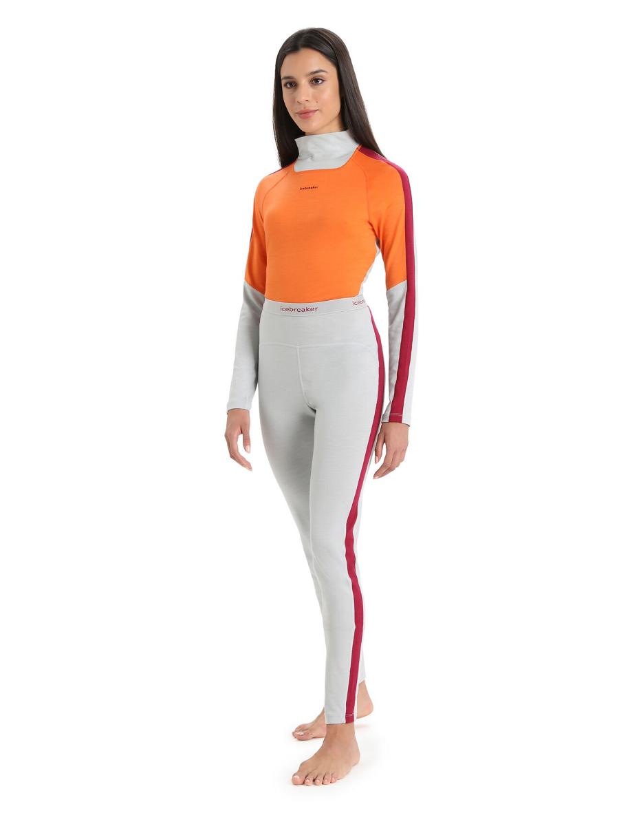 Ether / Cherry Women's Icebreaker Merino 200 Sonebula Thermal Leggings One Piece & Sets | USA 1781EBCX